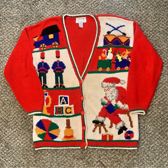 Talbots Sweaters - VTG Talbots Hand Knitted Holiday Ugly Christmas Cardigan Sweater